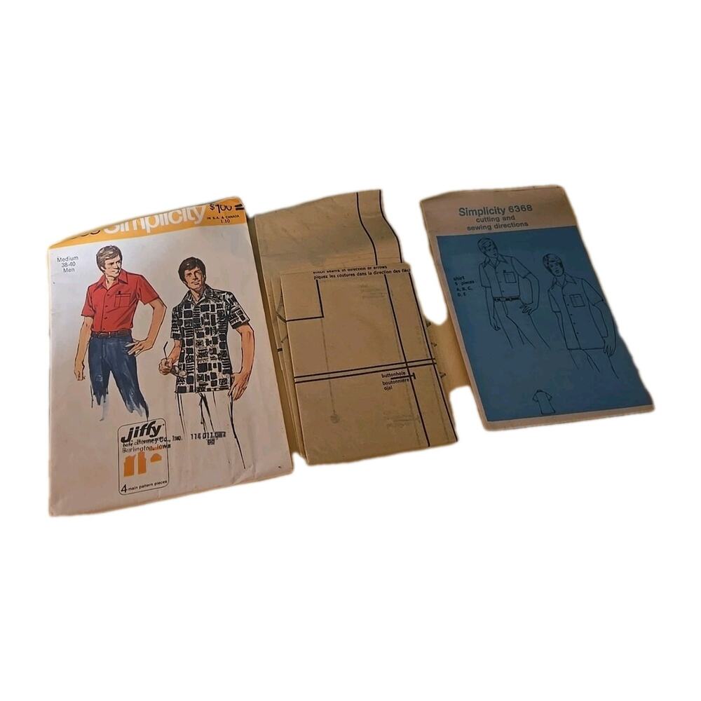 Vtg Simplicity 6368 Men's Button‎ Shirt Sewing Uncut Pattern Size Medium 38-40